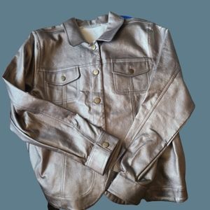 Bamboo Traders Fax Metallic Sliver Leather Jacket